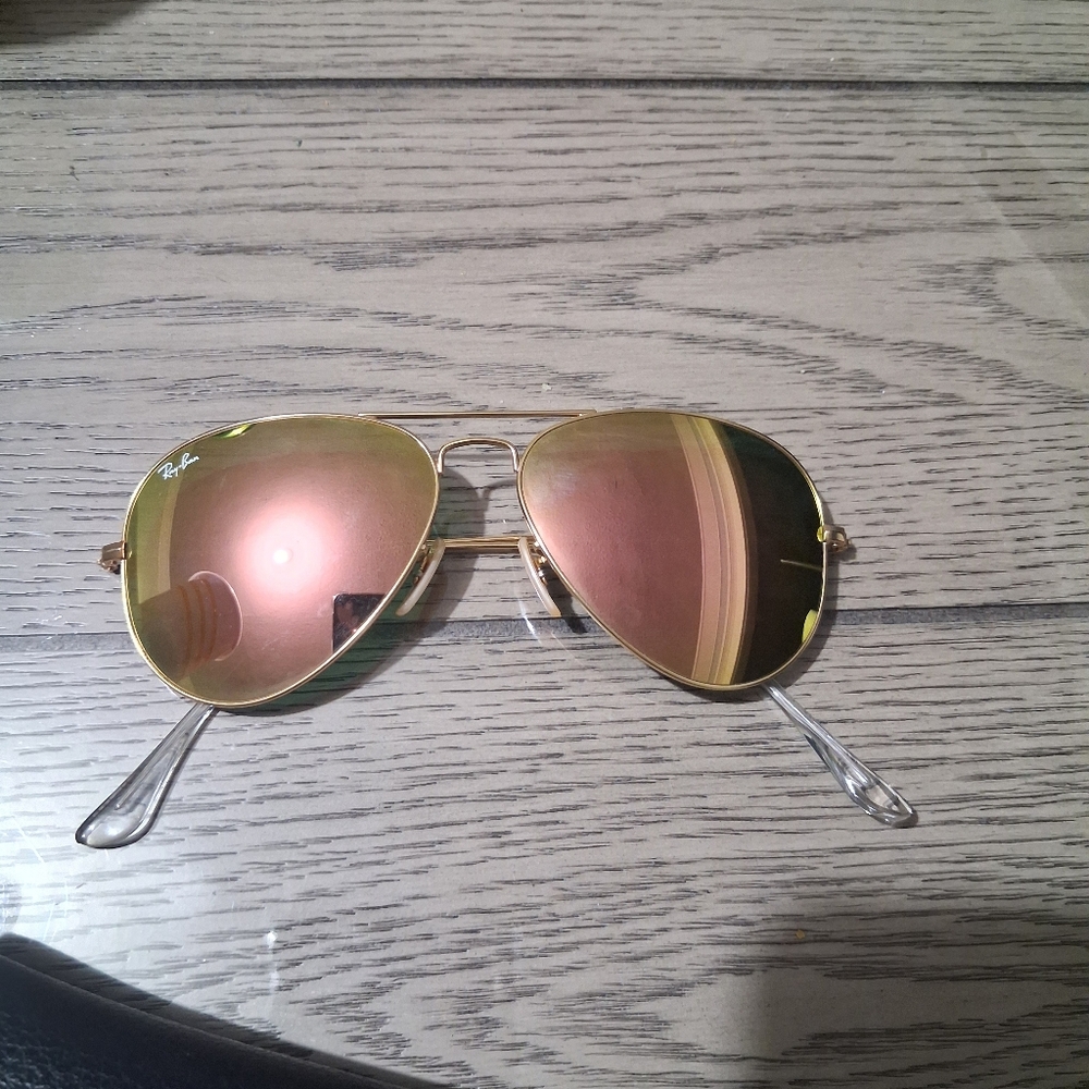 Ray-Ban Gold Frame Sunglasses with Pink Lenses